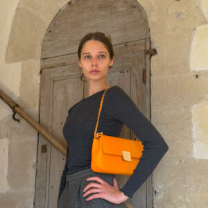 Sac 01 shoulder full-grain leather orange