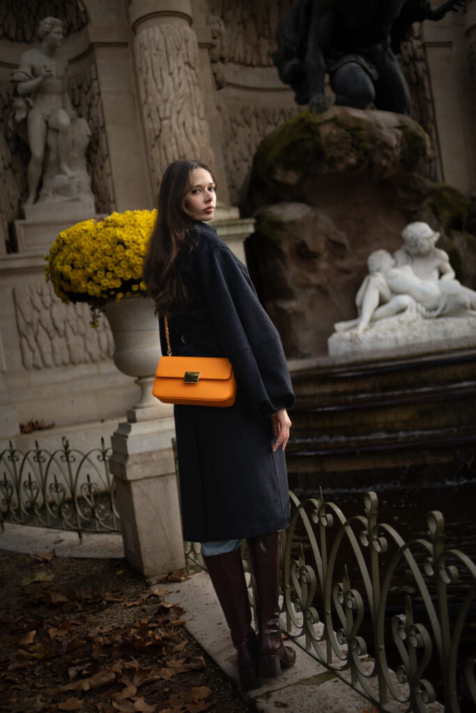 Sac 01 crossbody full-grain leather orange